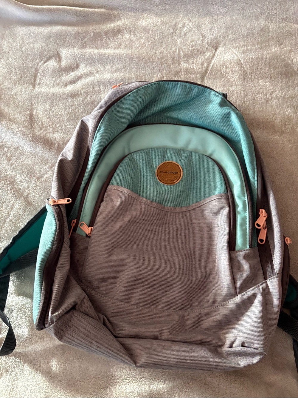 Dakine Mint and Gray Backpack with Rose Gold Accents